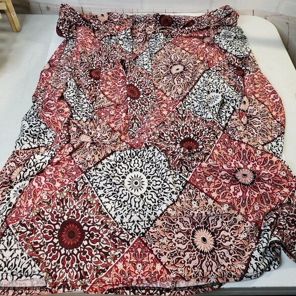 Melissa Paige Dresses & Skirts - Melissa Paige Pink Boho Tie Waist Midi Skirt Plus Size 2x 3x Comfy Hippie Casual